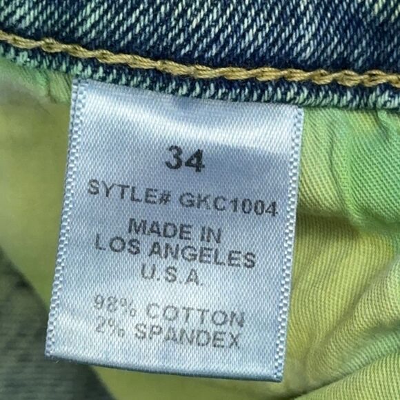 Sync Denim Jeans Mens Size 34 Green Tie Dye Distressed Skinny Jeans - Picture 12 of 16